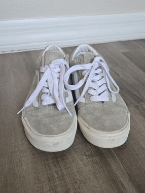 Vans Suede Old Skool Sneakers in Taupe and White